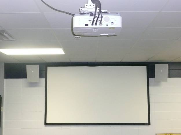 Ceiling Projector, 72” Wall Screen plus Sound System