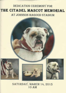 Mascots Memorial Dedication Ceremony Program