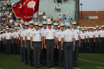 Citadel football student on field